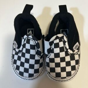 Vans Infant Checkered Black & White Size 1.0 Soft Sole Slip On Shoes